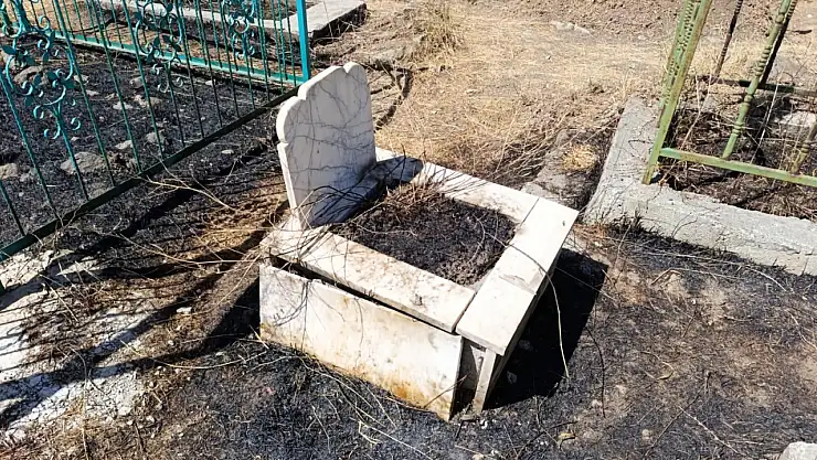 Ağrı'da mezarlıkta yakılan kuru otlar büyük riske yol açtı