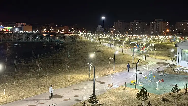 Ağrı Millet Bahçesi ışıklarıyla gecede estetik bir görünüm sundu