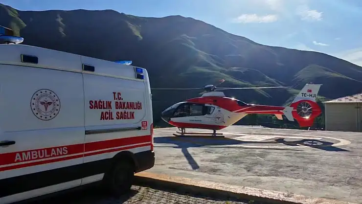 Bahçesaray'da göğüs ağrısı çeken hasta helikopterle Van'a sevk edildi