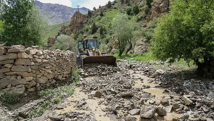 Başkale'de etkili olan sağanak yağış taşkına yol açtı