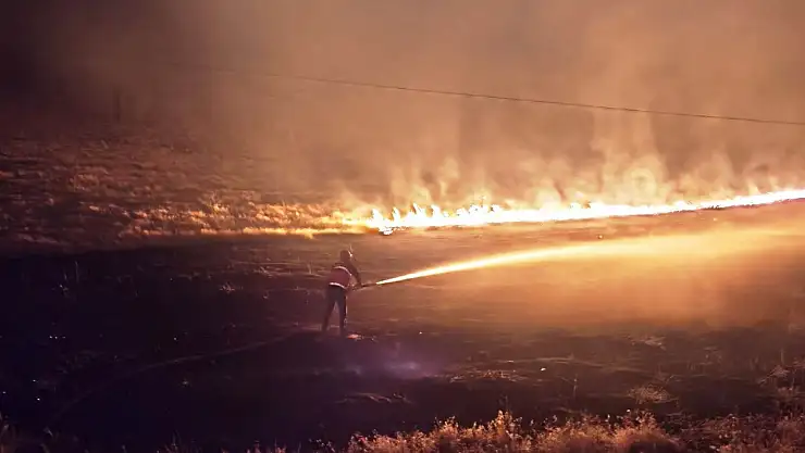 Çaldıran'da Anız Yangını Kontrol Altına Alındı, Evlere Sıçramadı