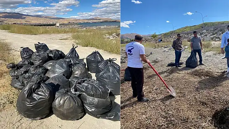 Dünya Kıyı Günü'nde Van Gölü'nde çevre temizliği yapıldı, doğaseverler bir araya geldi.