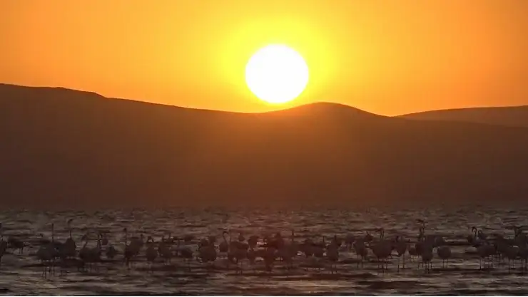 Erçek Gölü'nde Kızıl Renkli Gün Batımının Büyüsü İzleyicileri Dikkate Çekti