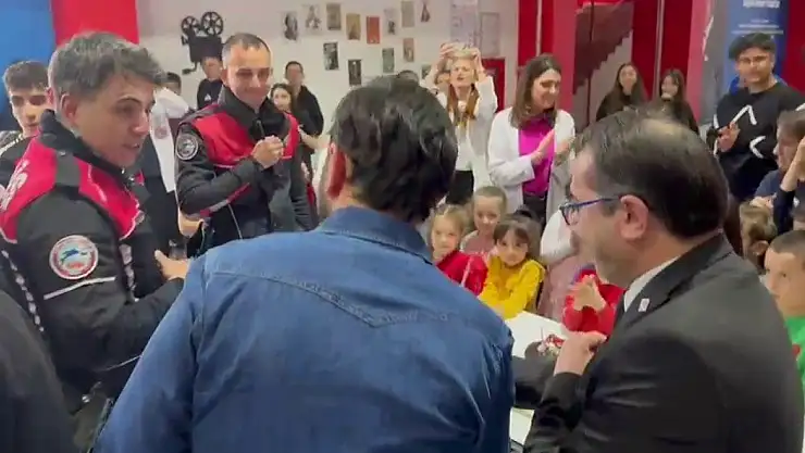 Erzurum'da kavga ihbarına giden polise pastalı sürprizi