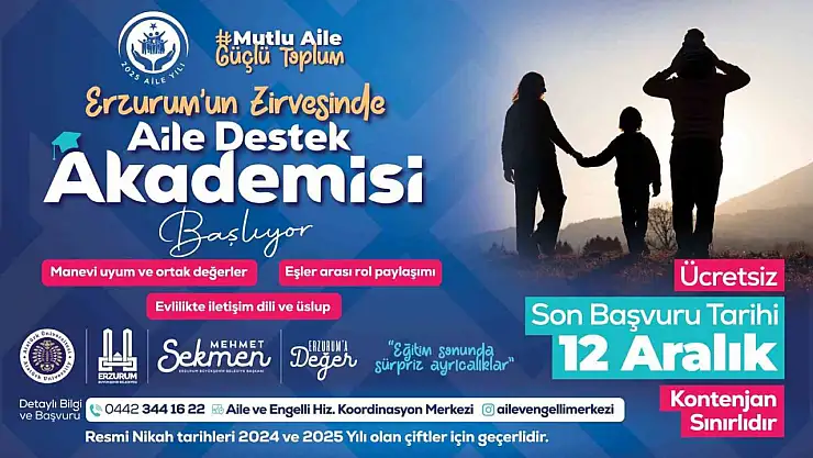 Erzurum'dan yeni evli çiftlere 'Aile Destek Akademisi' ile sağlıklı aile yapısı eğitimi!