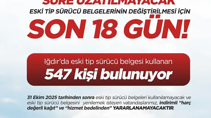 Iğdır'da Eski Tip Sürücü Belgeleri İçin Son 18 Gün