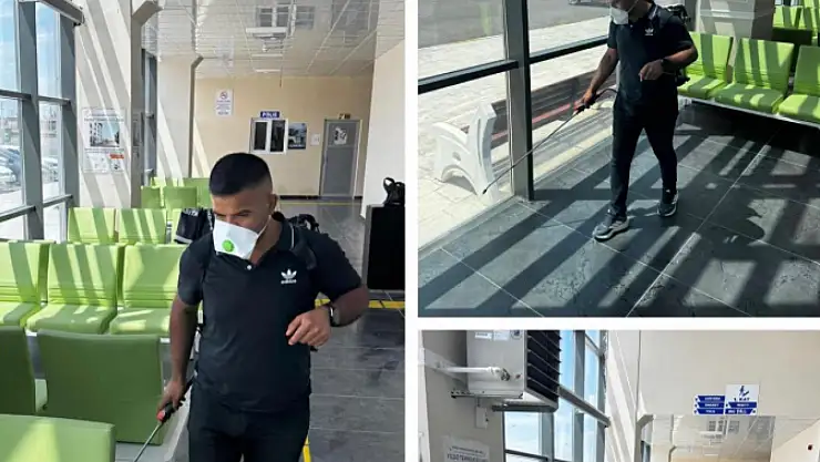 Iğdır Şehirlerarası Otobüs Terminali'nde Dezenfeksiyon ve İlaçlama Çalışması