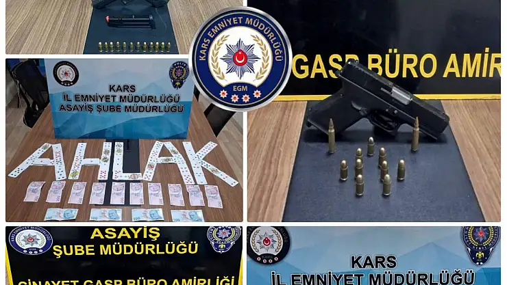 Kars'ta Asayiş Uygulamalarında Silah ve Bıçak Ele Geçirildi