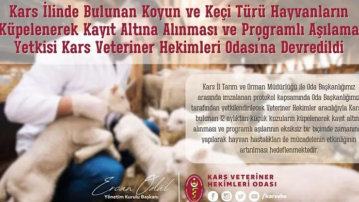 Kars'ta 'Küçükbaş Hayvanların Küpelenmesi ve Aşılanması Yetki Devri' protokolü imzalandı