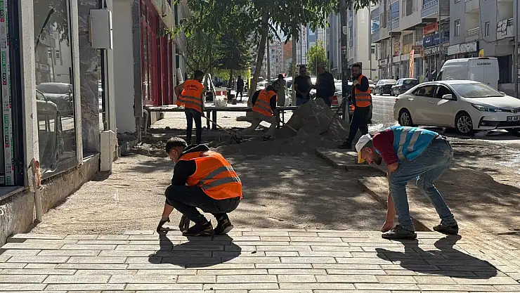 Muş'ta Hürriyet Mahallesi Kaldırımlarına Yenileme Çalışması