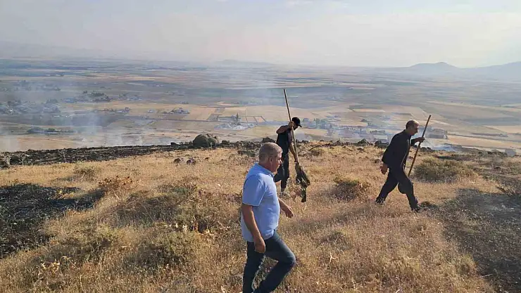 Patnos'ta rüzgarla büyüyen yangın felakete dönüşmeden söndürüldü