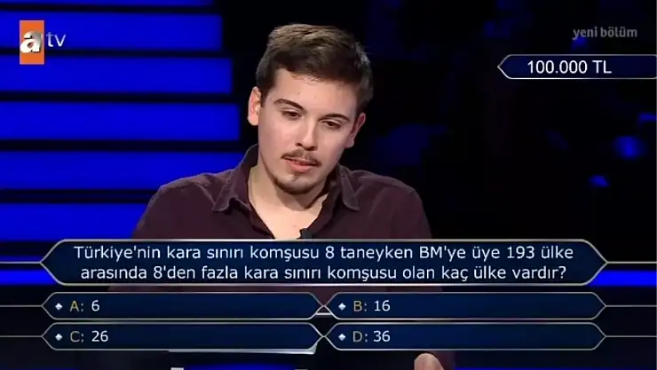Türkiye'nin kara sınırı komşusu 8 taneyken BM'ye üye 193 ülke arasında 8'den fazla kara sınırı komşusu olan kaç ülke vardır?