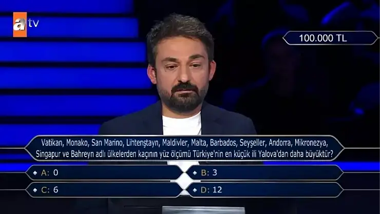 Vatikan, Monako, San Marino, Lihtenştayn, Maldivler, Malta, Barbados, Seyşeller, Andorra, Mikronezya, Singapur ve Bahreyn adlı ülkelerden kaçı...