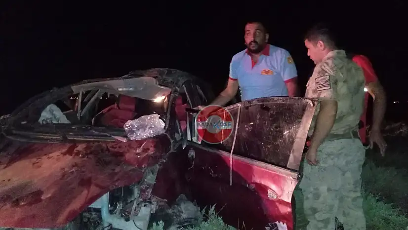 Ağrı'da kontrolden çıkan araç kavşakta kaza yaptı