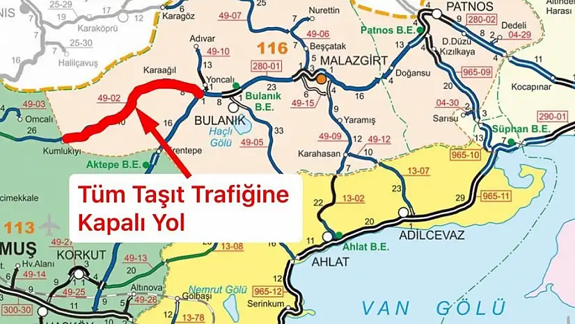 Bulanık-Kumlukıyı yolunda ulaşım durdu