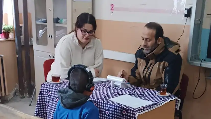 Diyadin'de köy okullarında işitme taramaları devam ediyor