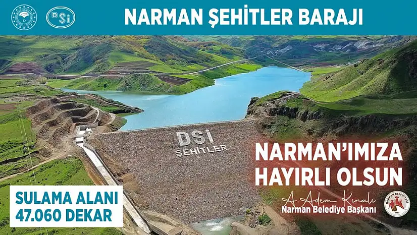 Narman'da Şehitler Barajı'nda Büyük İlerleme: Yatırımın %75'i Tamamlandı