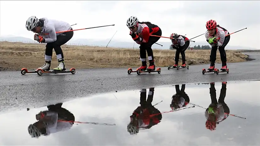 TOHM sporcuları, olimpiyatlar için tekerlekli kayakta zorlu antrenmanlarla hazırlanıyor
