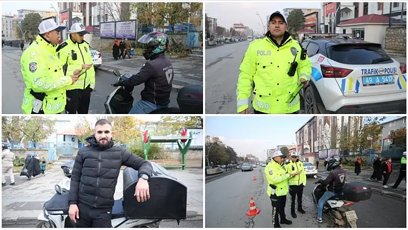 Trafik polisinden motosikletliye anlamlı yardım, sosyal medyada büyük ilgi gördü