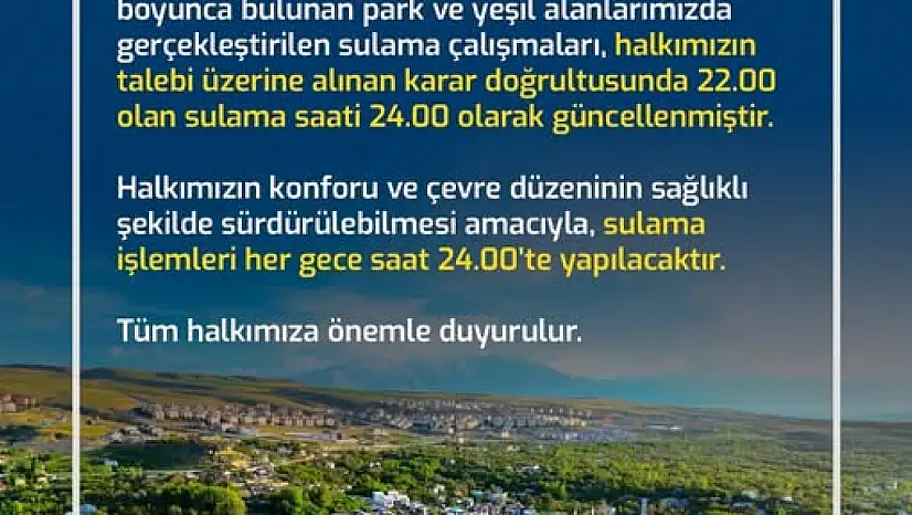 Van Edremit'te Sulama Saatleri Gece 24.00'e Alındı