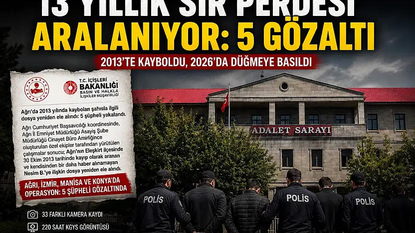 Ağrı'da 2013'te Kaybolan şahsın dosyası yeniden açıldı: 5 şüpheli gözaltında