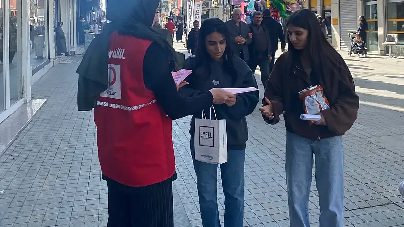Ağrı'da Kızılay gönüllüleri meme kanserine karşı sokağa çıktı