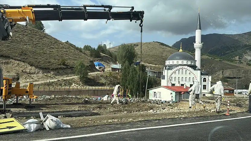 Ağrı'dan Ordu'ya arı kovanı götüren tır Bayburt'ta devrildi