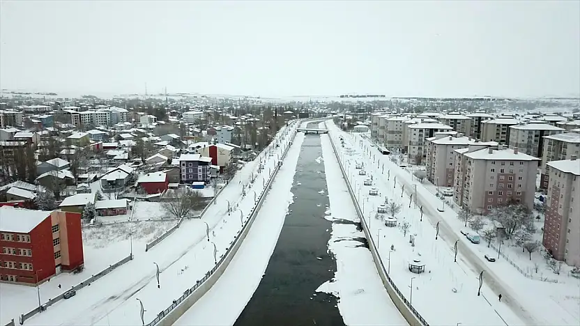 Ağrı'nın karlı manzarası havadan görüntülendi