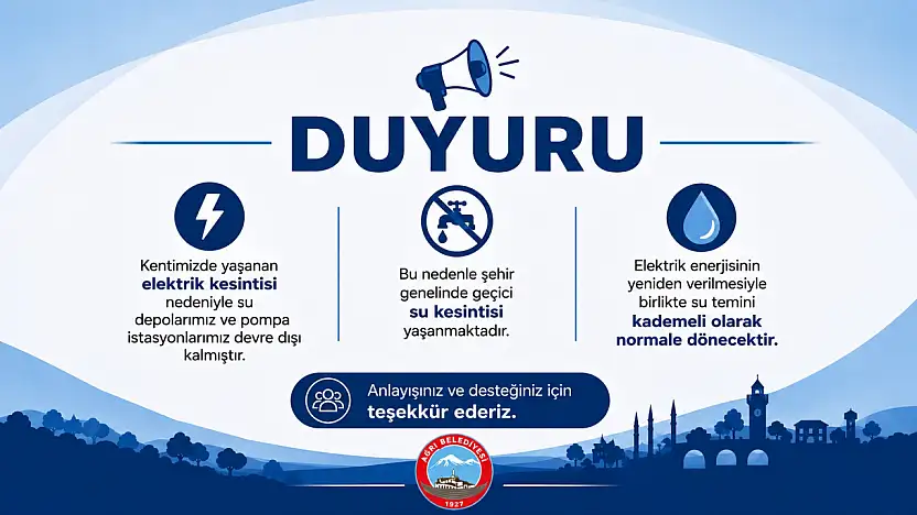 Elektrik kesintisi Ağrı'da su kesintisine neden oldu