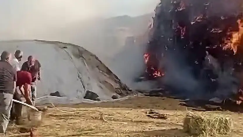 Patnos'ta 2 bin 100 balya yangında kül oldu